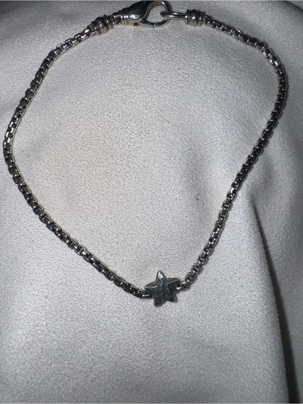 John Hardy JAI RETIRED Box Chain Hammered Star Sterling Anklet Bracelet, 10"
